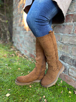 Tan Faux Suede Knee High Boots